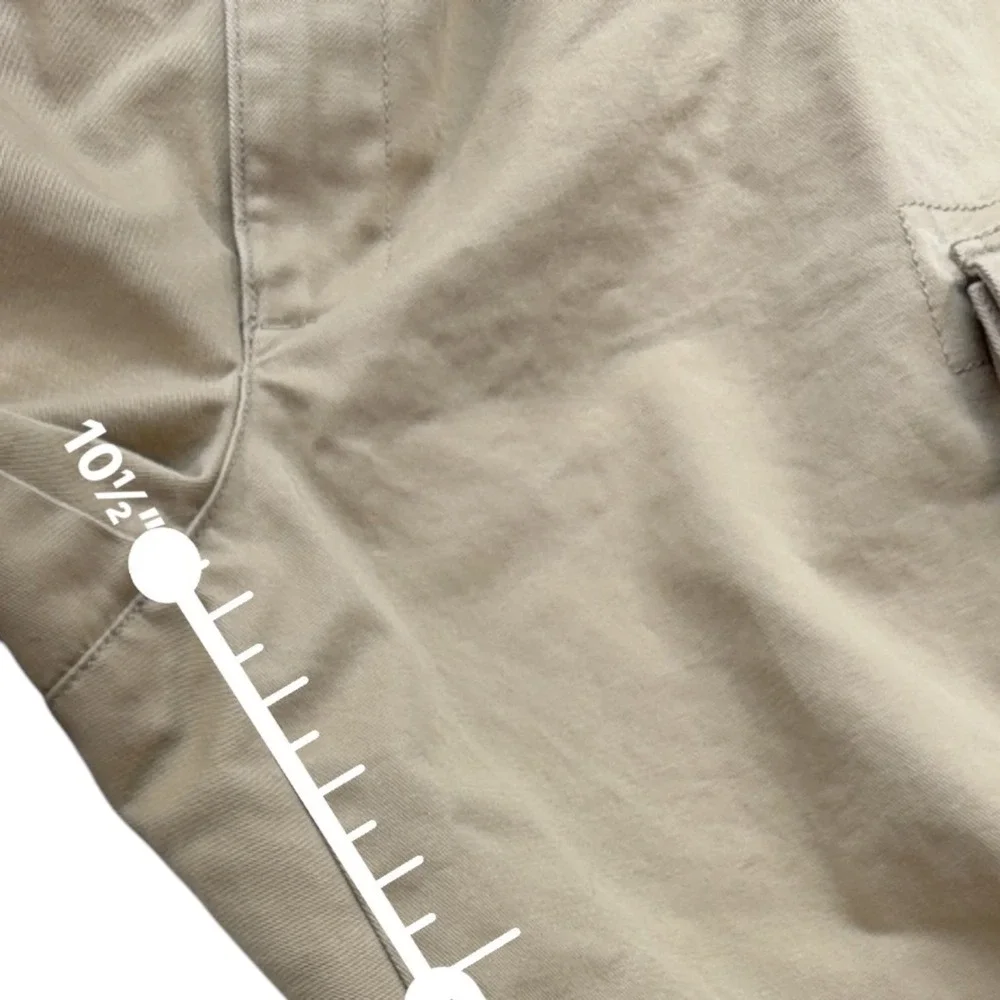 Lands End Mens Cargo Shorts 36 Tan Khaki 100% Cotton Twill Casual Utility Hiking